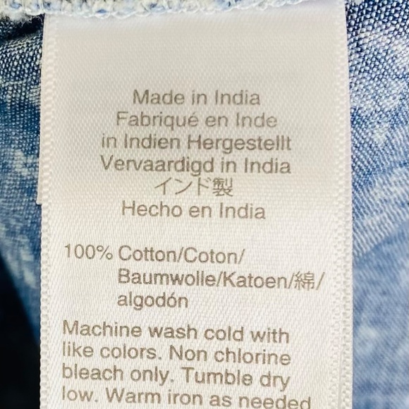 J Crew Sz Small 4 6 Dress Shirtdress Chambray Floral Ruffle Blue Faux Wrap - Picture 5 of 5